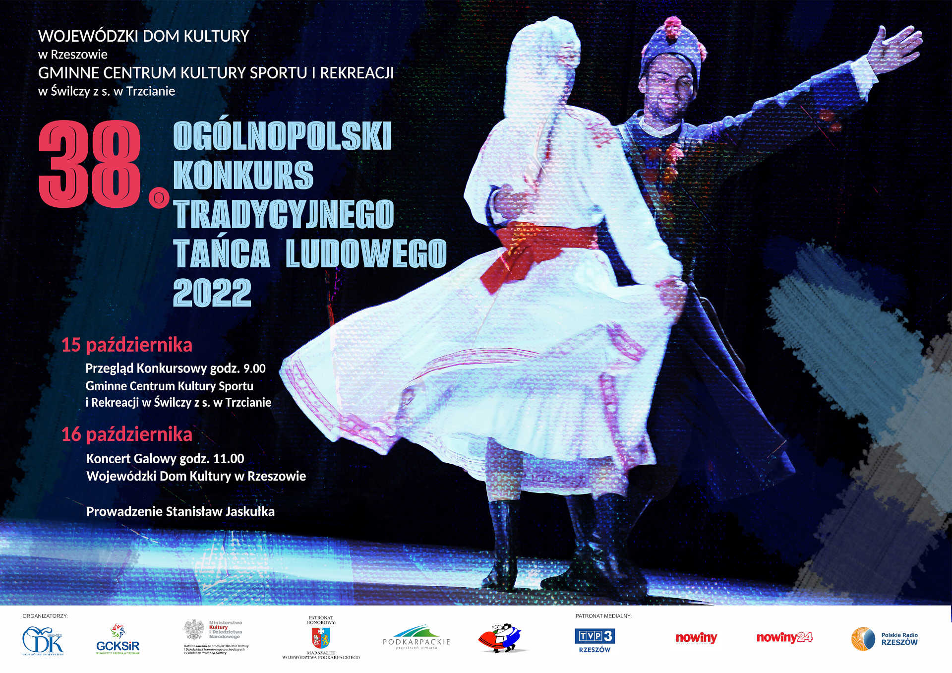 Plakat 38. Ogólnopolski Konkurs Tradycyjnego Tańca Ludowego