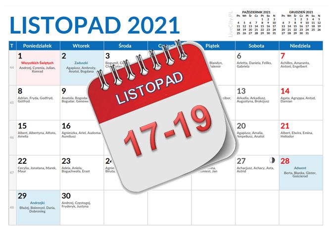 Kalendarz - 11-19 listopada 2021