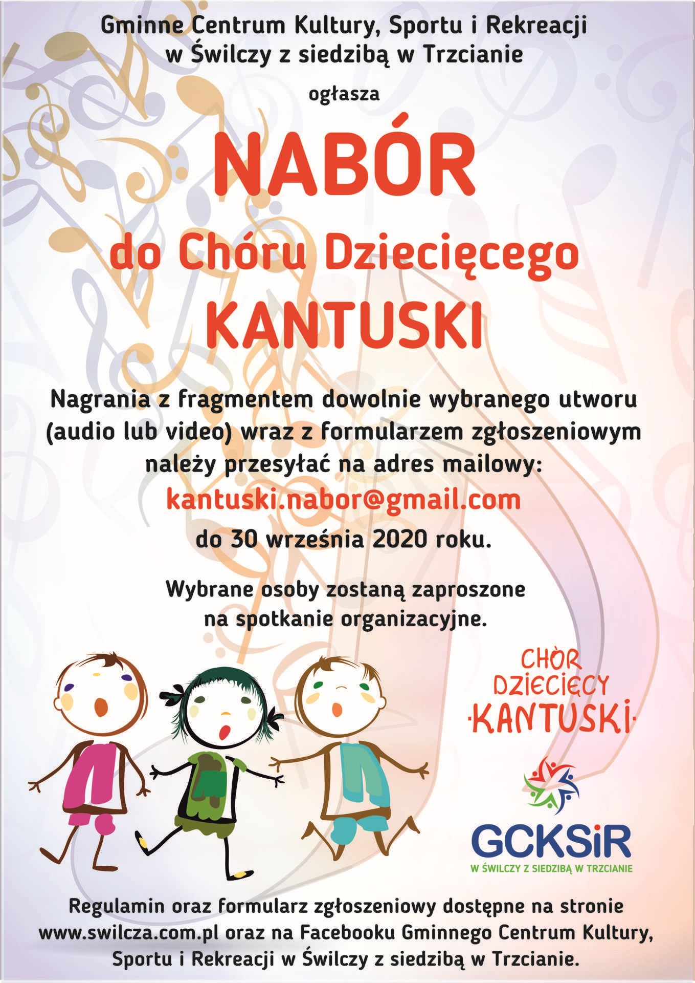 Plakat Nabór do Chóru Dziecięcego Kantuski
