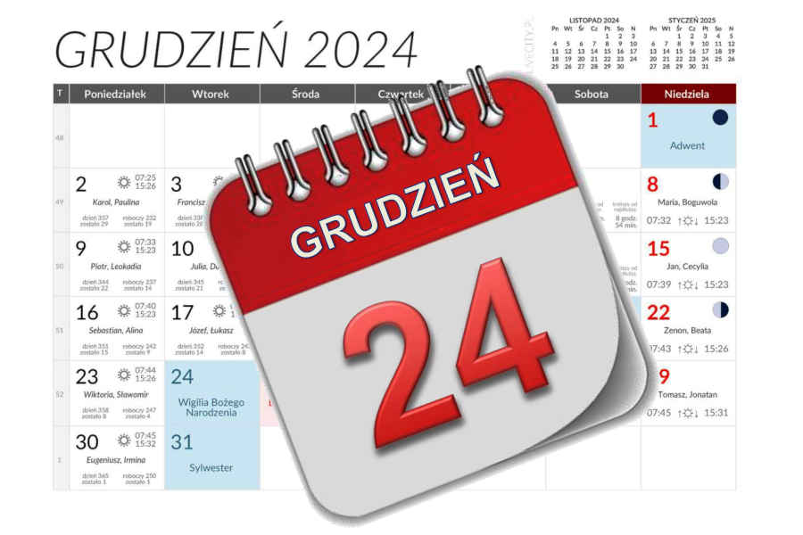 Kalendarz - 24 grudnia 2024