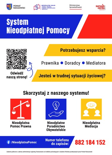 Nieodpłatna pomoc prawna, nieodpłatne poradnictwo obywatelskie oraz edukacja prawna