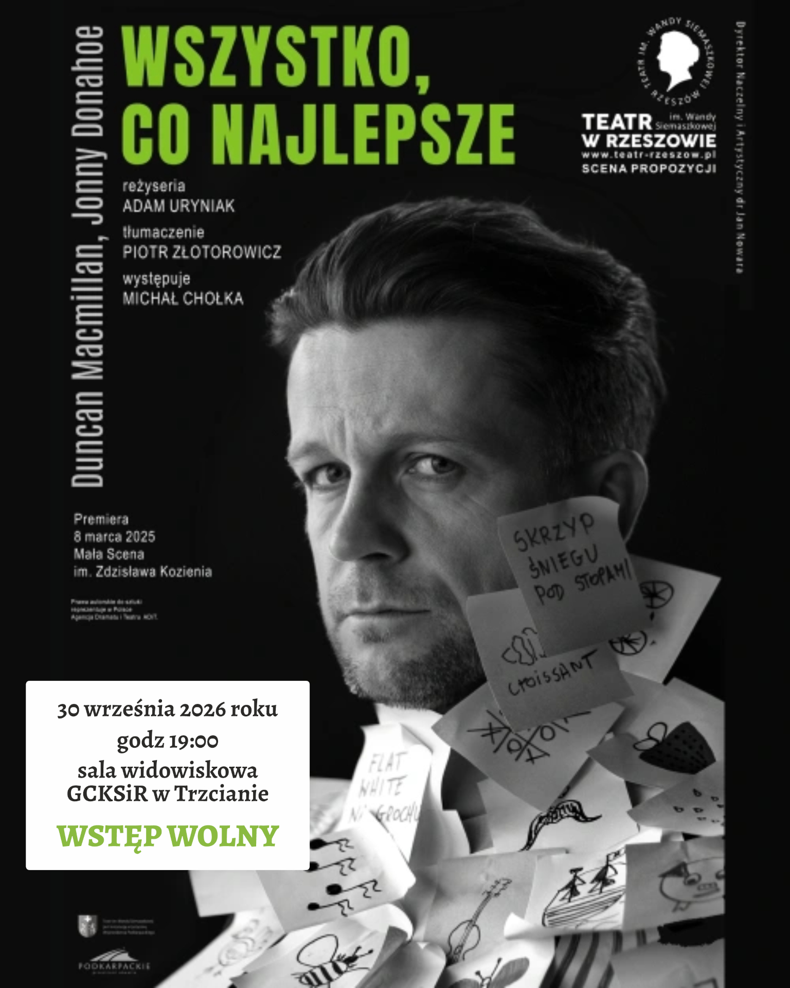 Plakat z&nbsp;informacjami o&nbsp;spektaklu