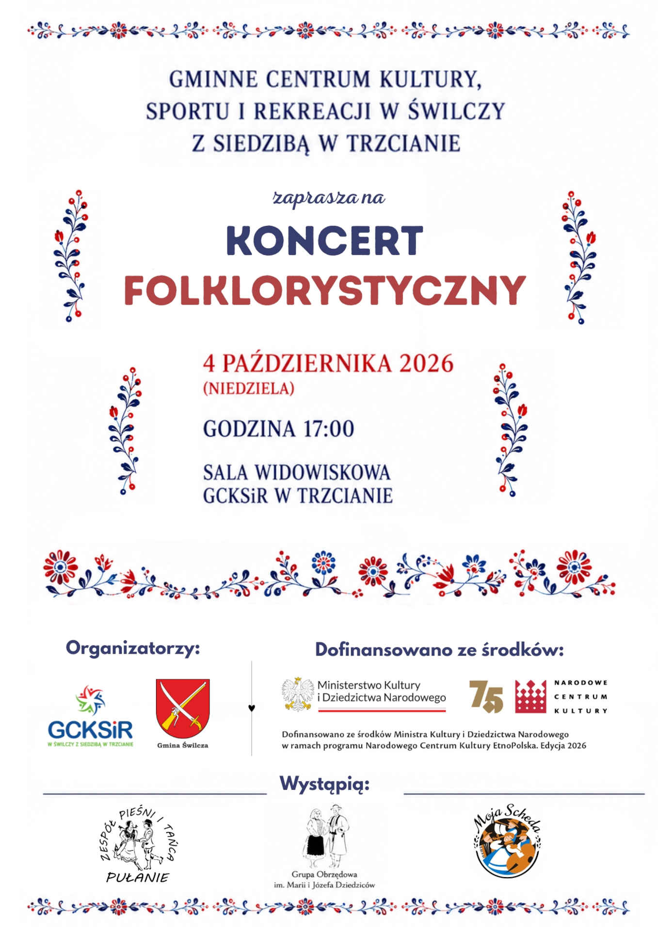 Plakat z&nbsp;informacjami o&nbsp;koncercie