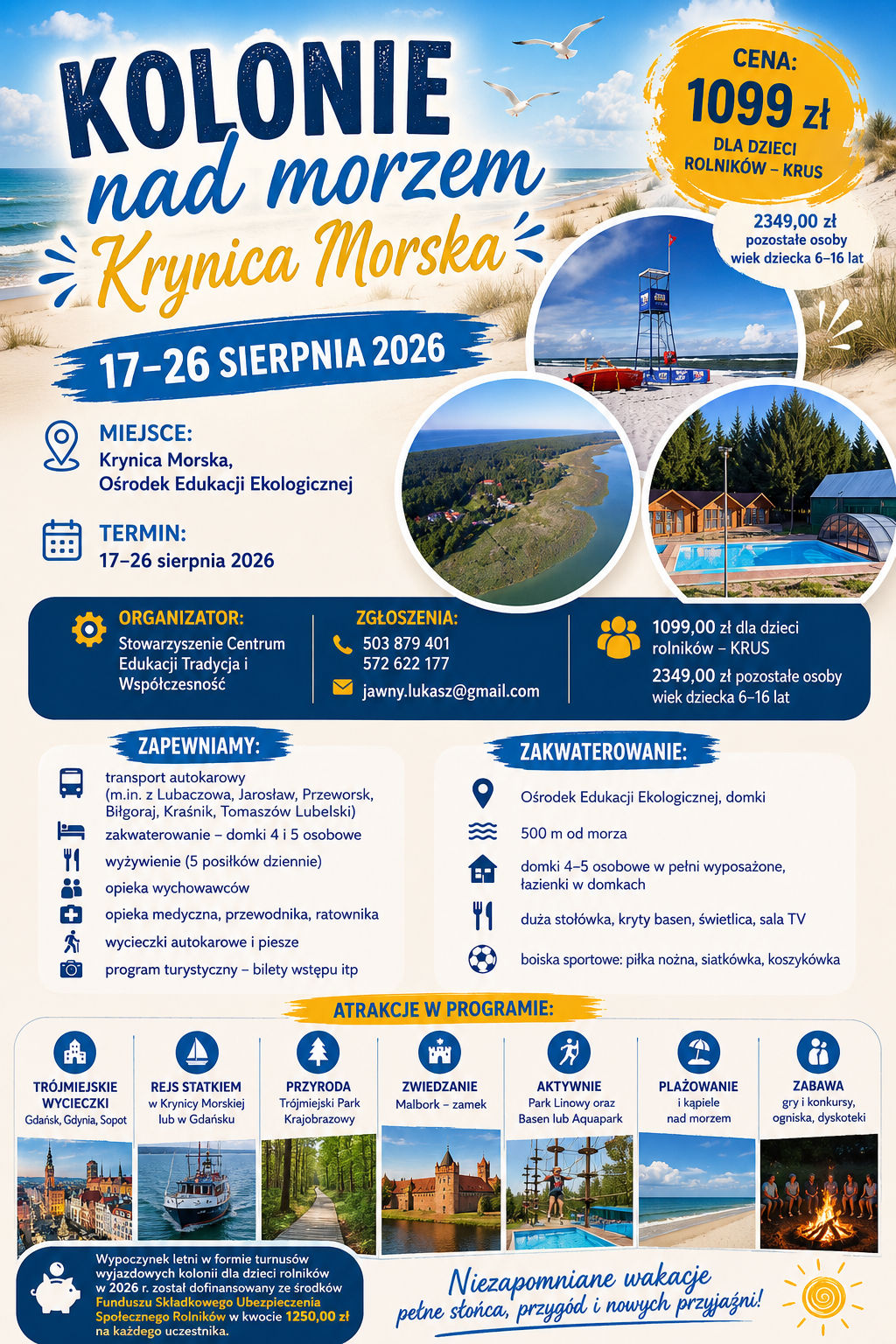 Plakat kolonii nad morzem w&nbsp;Krynicy Morskiej