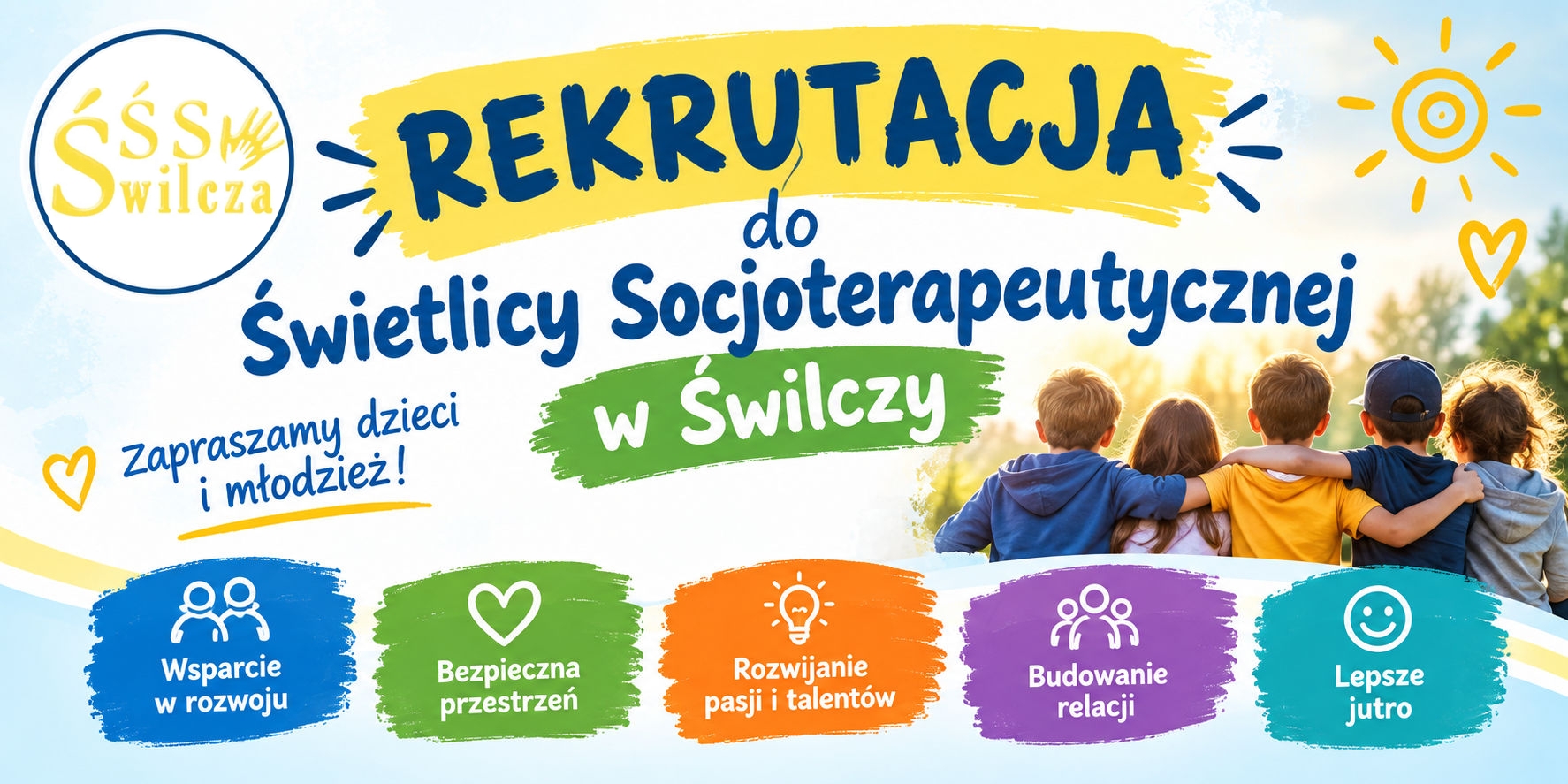 Baner informujący o&nbsp;rekrutacji do Świetlicy Socjoterapeutycznej