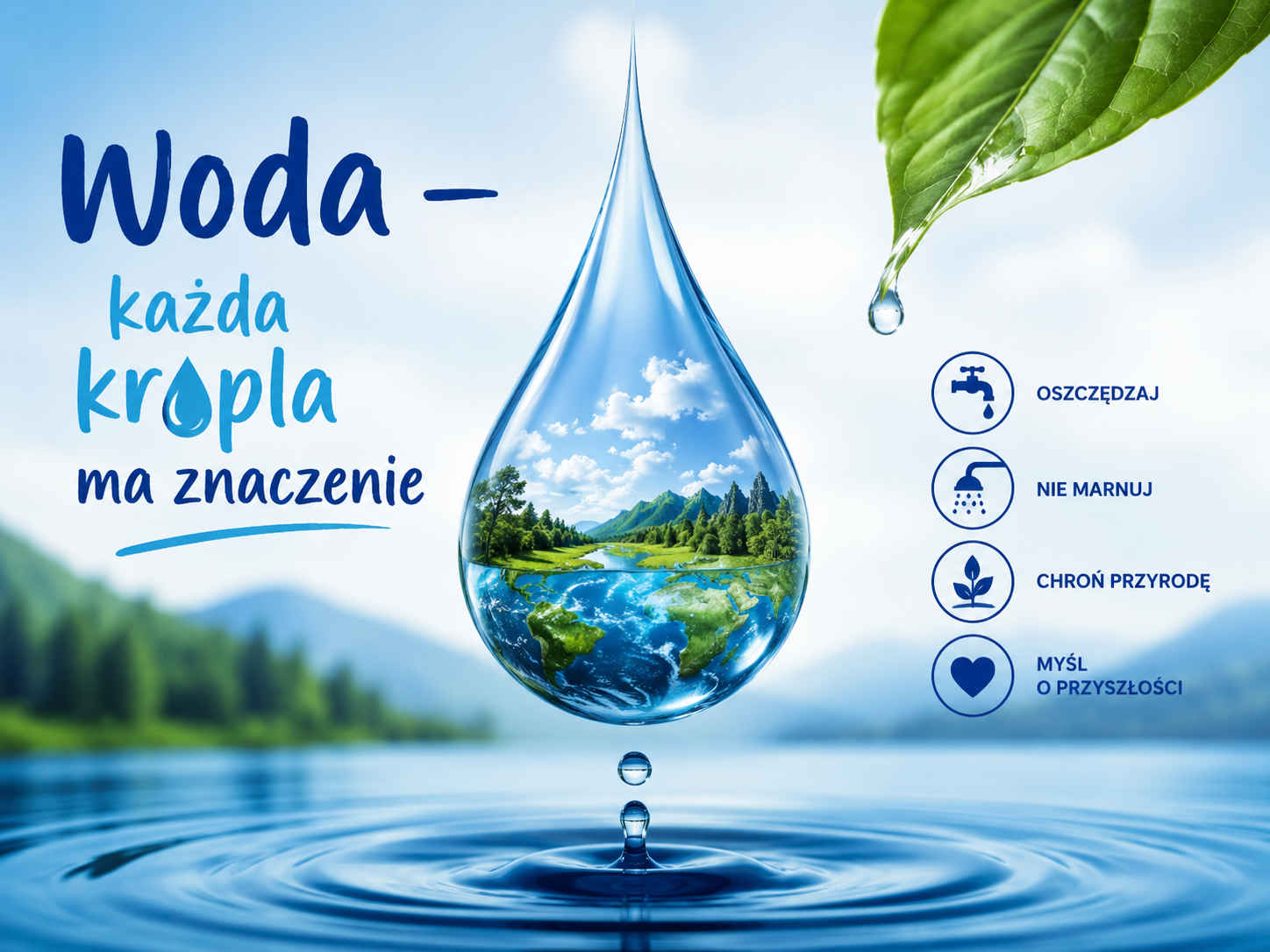 Baner konkursu &bdquo;Woda &ndash; każda kropla ma znaczenie&rdquo;
