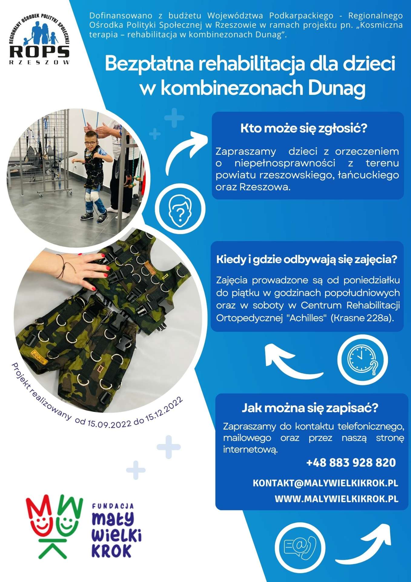 Plakat Bezpłatne zajęcia rehabilitacyjne