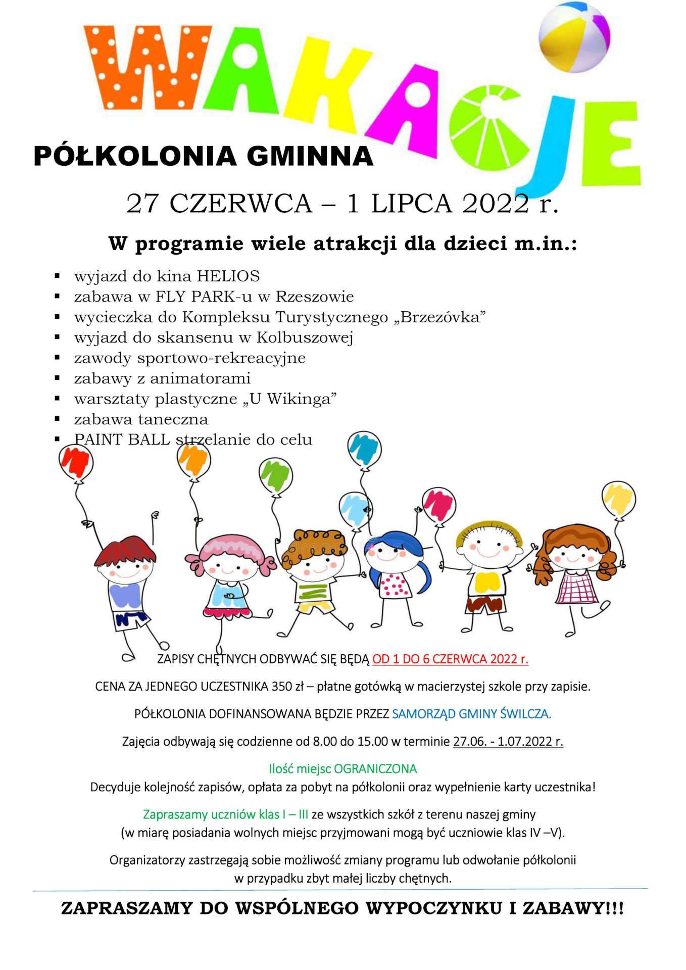 Plakat półkolonii gminnej