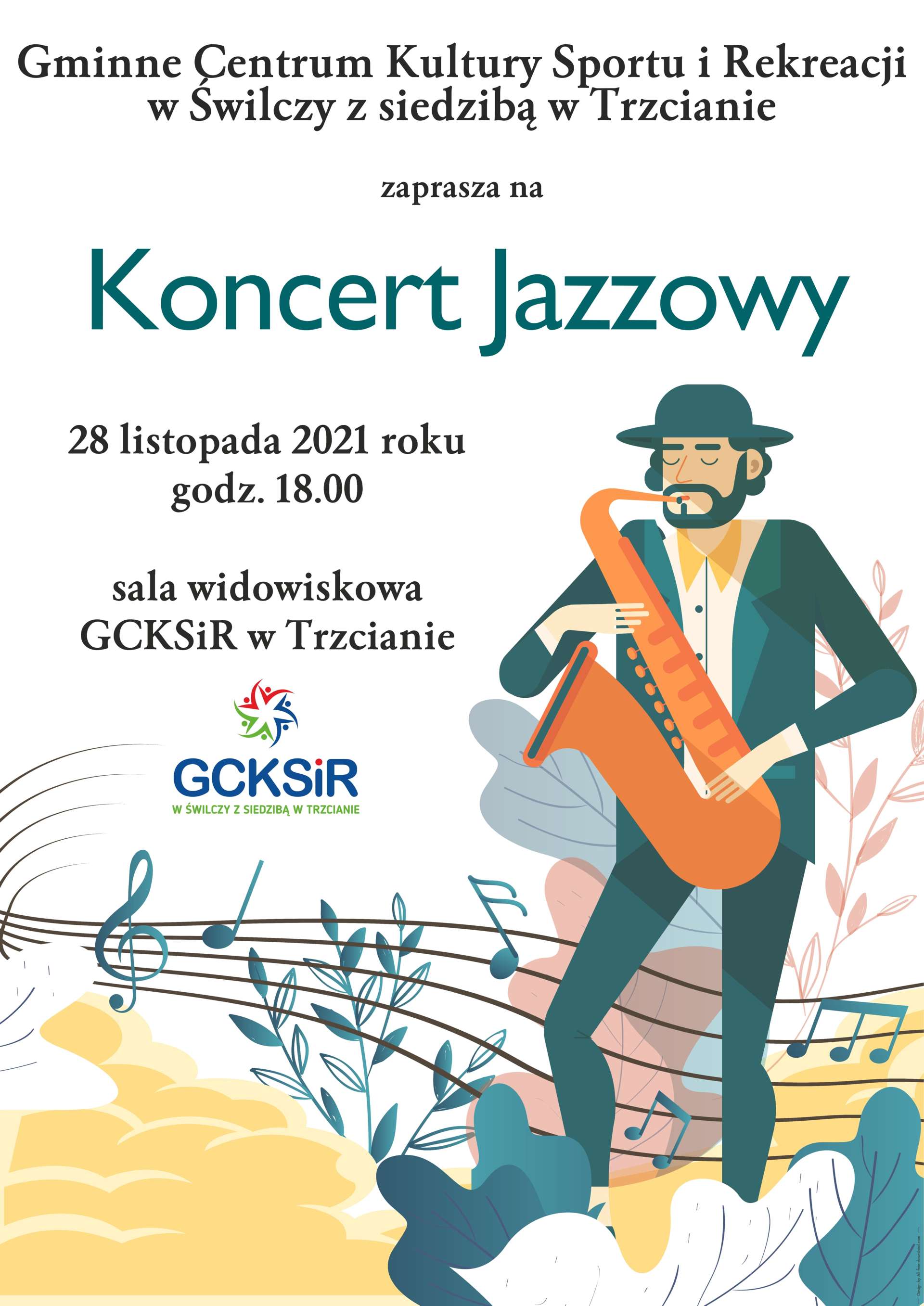 Plakat Koncert Jazzowy 28 listopada 2021