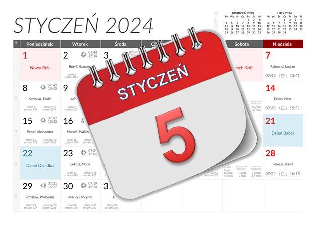 Kalendarz - 29 grudnia 2023