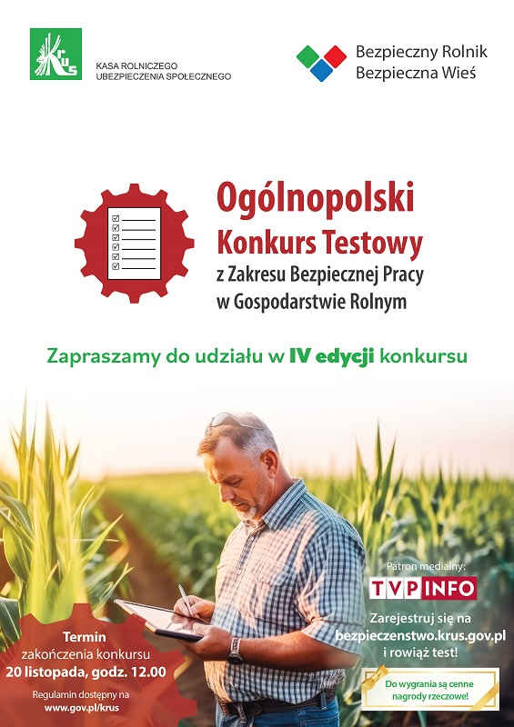 Plakat konkursu testowego dla rolników
