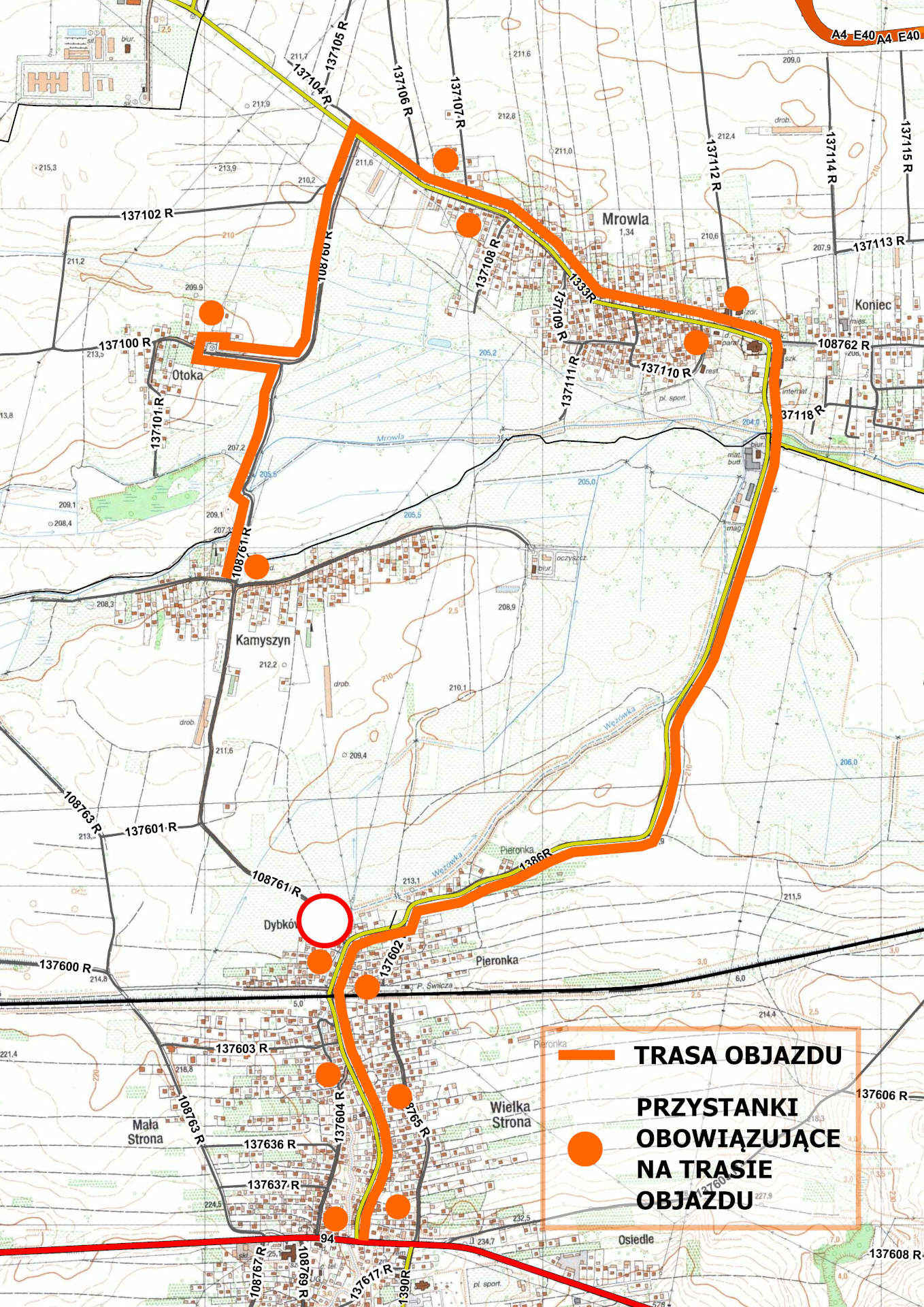 Mapa objazdu