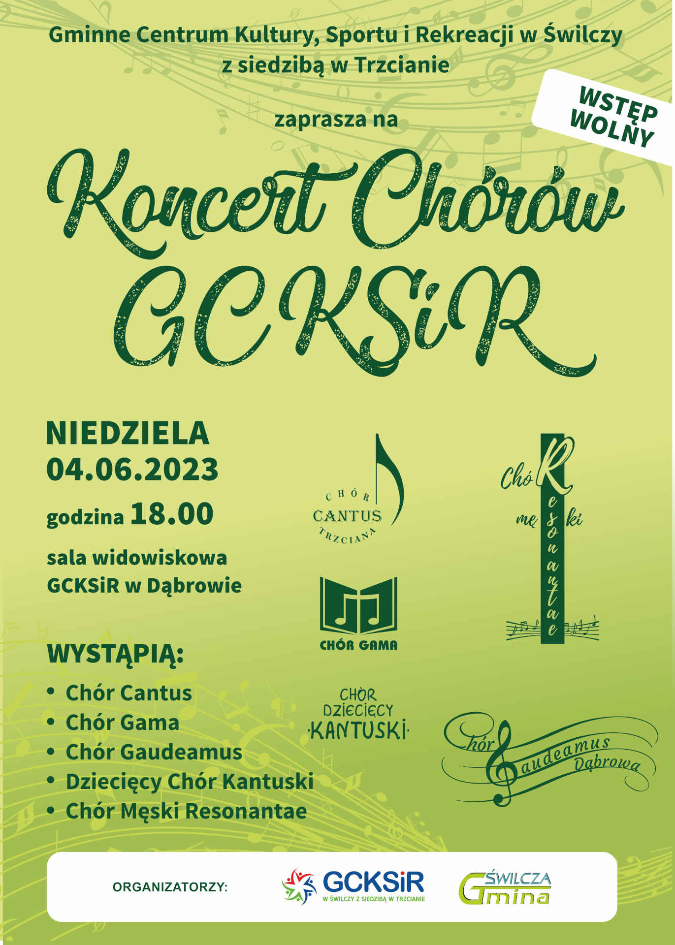 Plakat koncert chórów