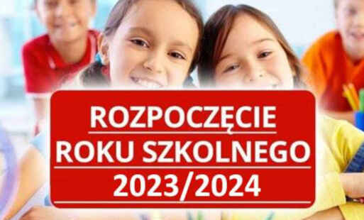 Baner - dzieci z napisem nowy rok szkolny