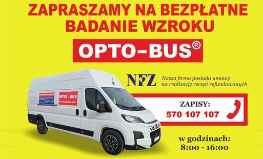 Baner informujący o bezpłatnych badaniach wzroku mieszkańców 