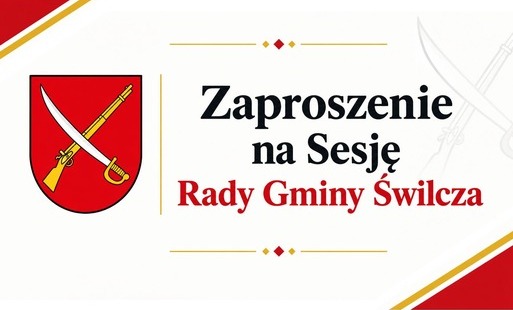 Baner zaproszenie na sesję Rady Gminy Świlcza